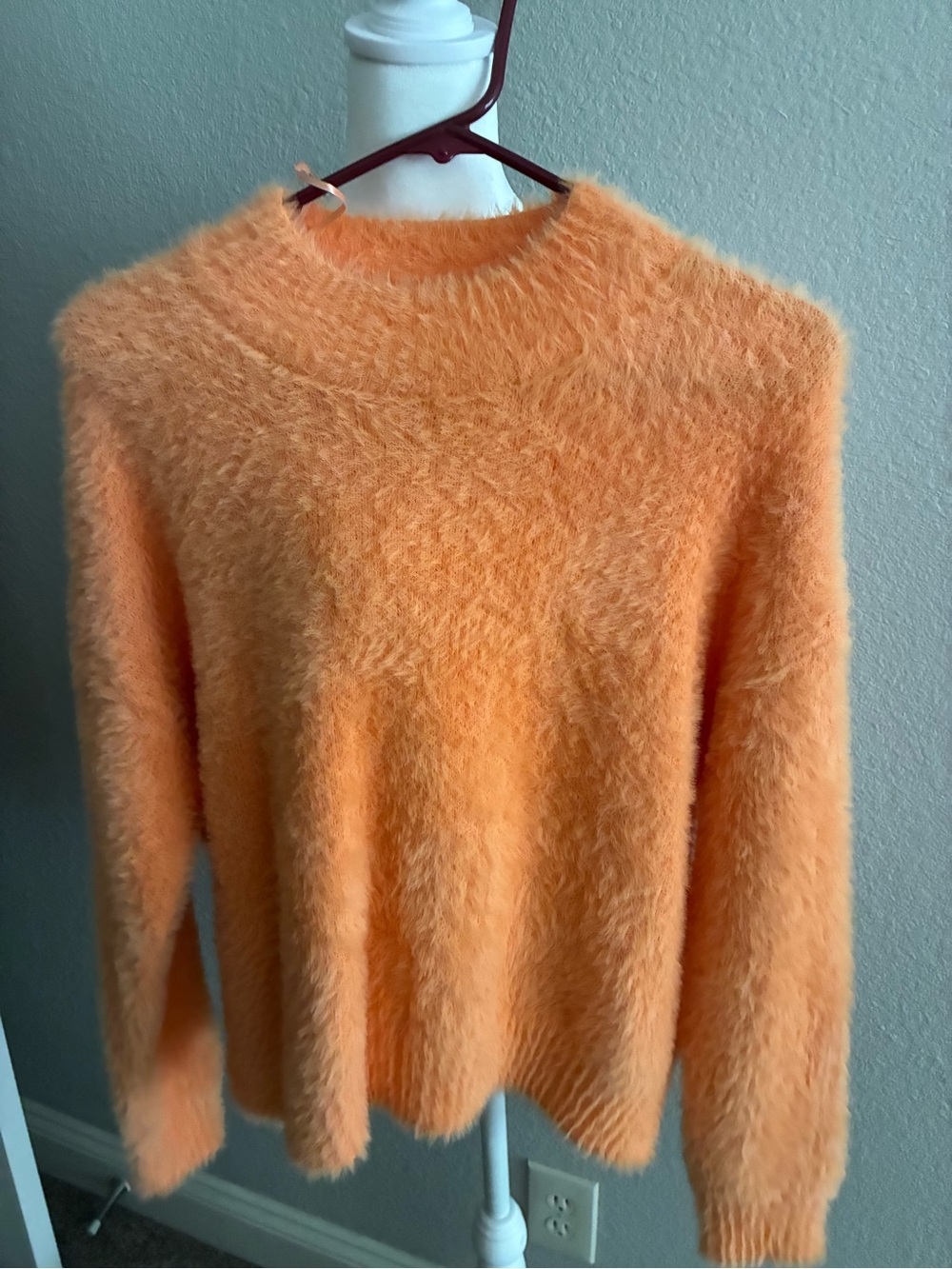 Cozy Fuzzy Crewneck Sweater - Orange NWOT